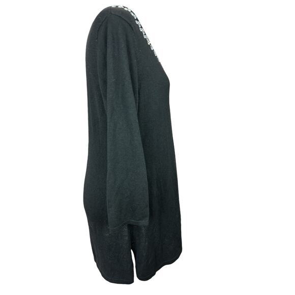 Iman Rhinestone Sweater Medium Black Cashmere Blend Boho Glam Holiday Party - Picture 10 of 12